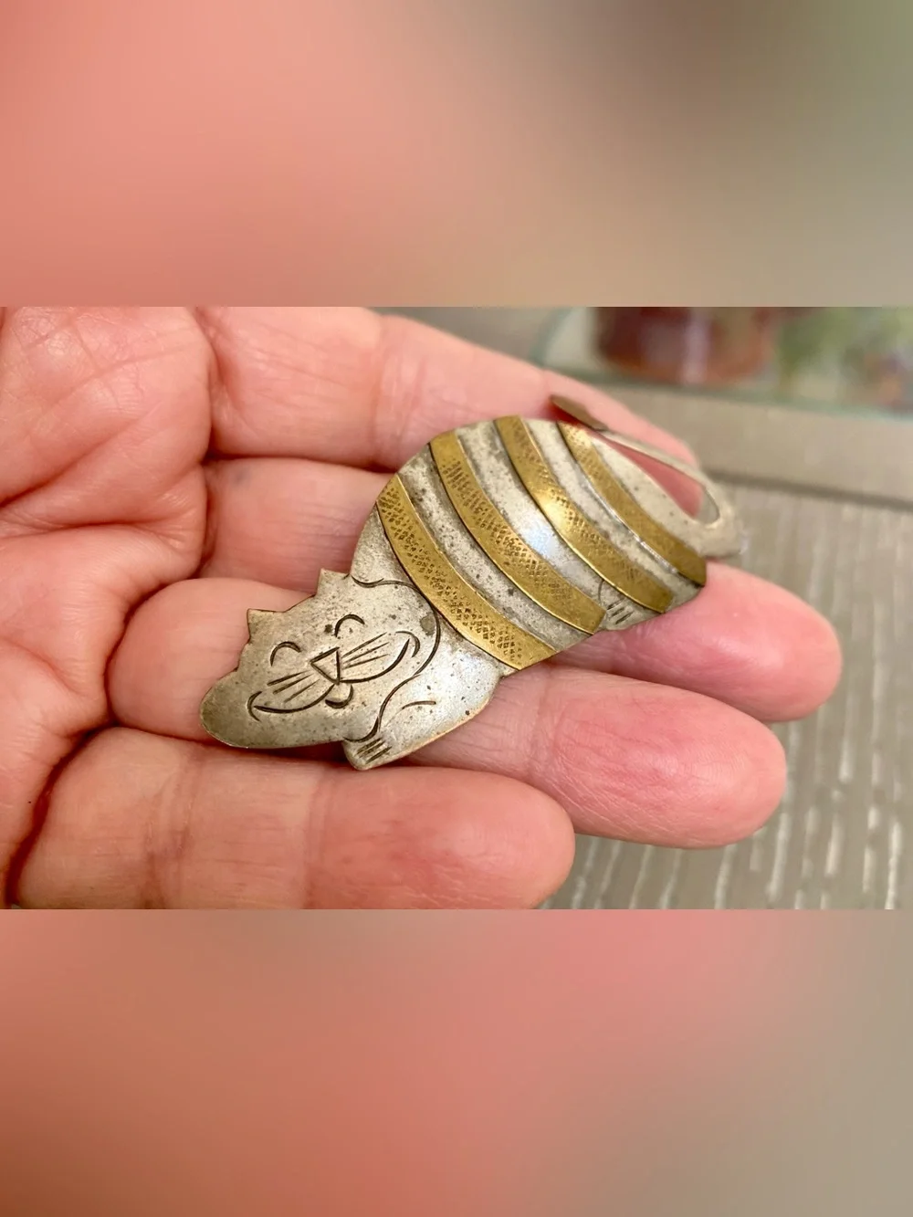 Gold & Silver Striped Cat Brooch - Women Jewelry Brooches